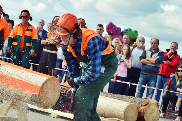 Cięli, rąbali, aż wióry leciały. Niecodzienne zawody w czerwińskiej gminie [FOTO]