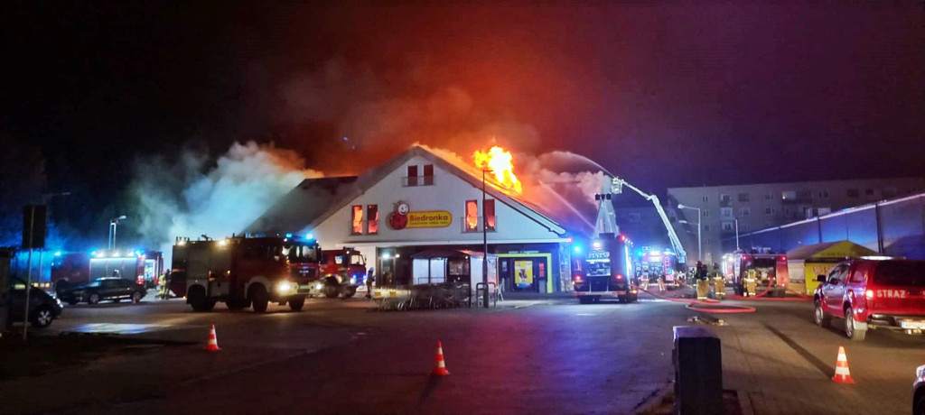 Pożar płońskiego sklepu Biedronka