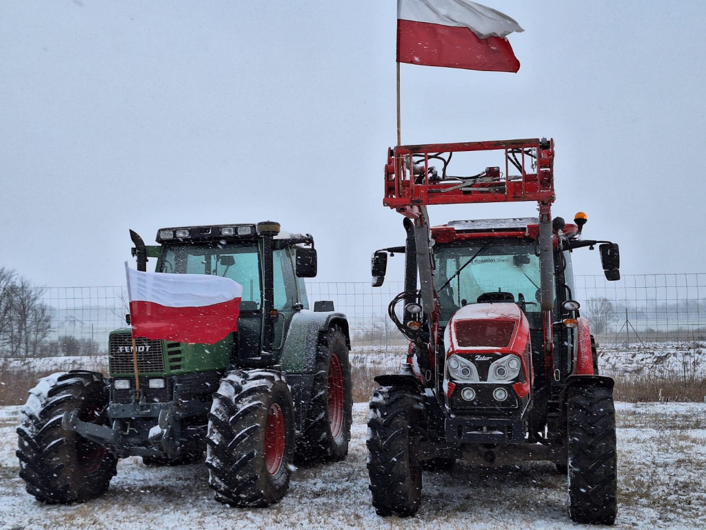 Protest rolników w okolicach Dłużniewa