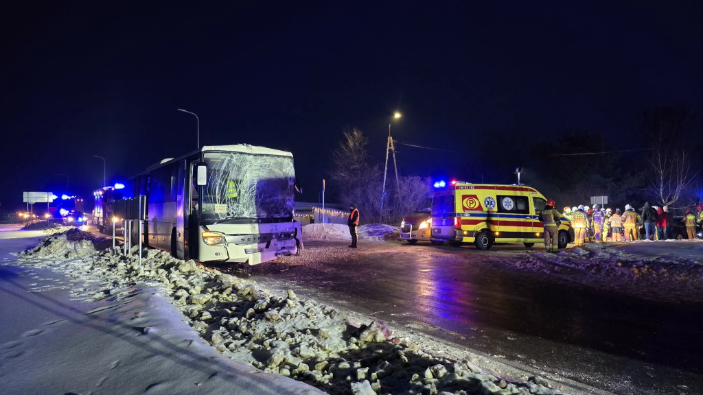 Wypadek autokarów w Kroczewie