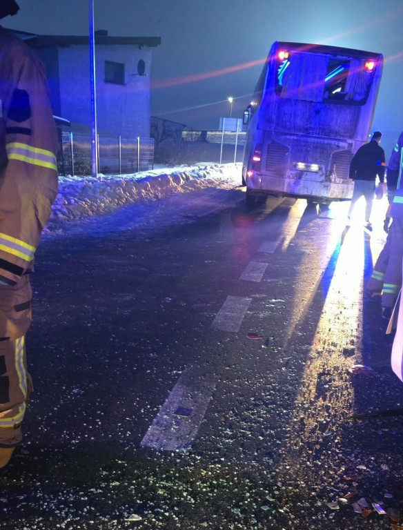 Wypadek autokarów w Kroczewie