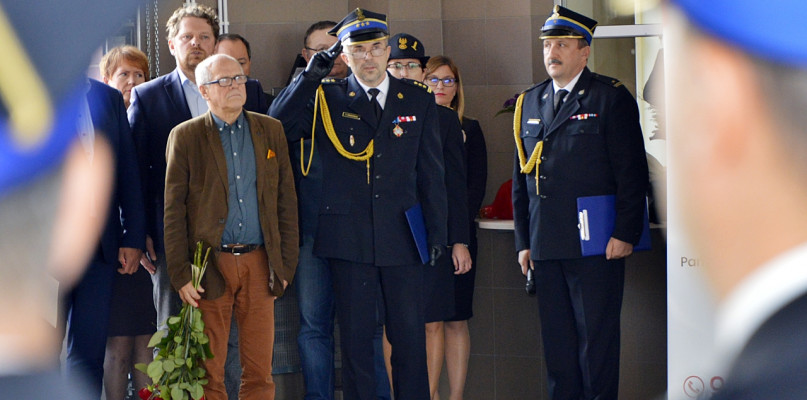 St. bryg. Dariusz Brzeziński podczas uroczystej zbiórki, która odbyła się 9 października w płońskiej komendzie straży pożarnej [Foto: Dawid Turowiecki]