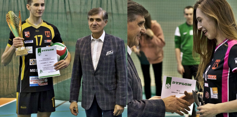 Nagrody indywidualne powędrowały do siatkarzy z Płońska: Roberta Masiaka i Weroniki Szymańskiej. Wręczył je prorektor PW ds. Filii w Płocku prof. dr hab. inż. Janusz Zieliński [Foto: zbiory organizatora] 