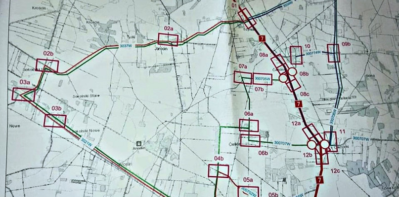 Na ilustracji mapka z projektem proponowanych objazdów [Za UG Płońsk]