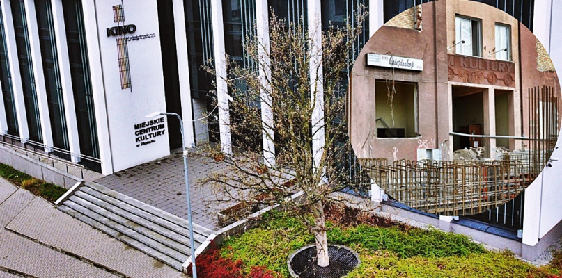 Zdjęcie nowej siedziby Miejskiego Centrum Kultury w Płońsku, a z prawej, w kółku stary, przebudowywany emcek. Po kilku latach od zakończenia inwestycji sprawa domu kultury powróciła i wciąż jest ''żywa'', wywołując gorącą dyskusję