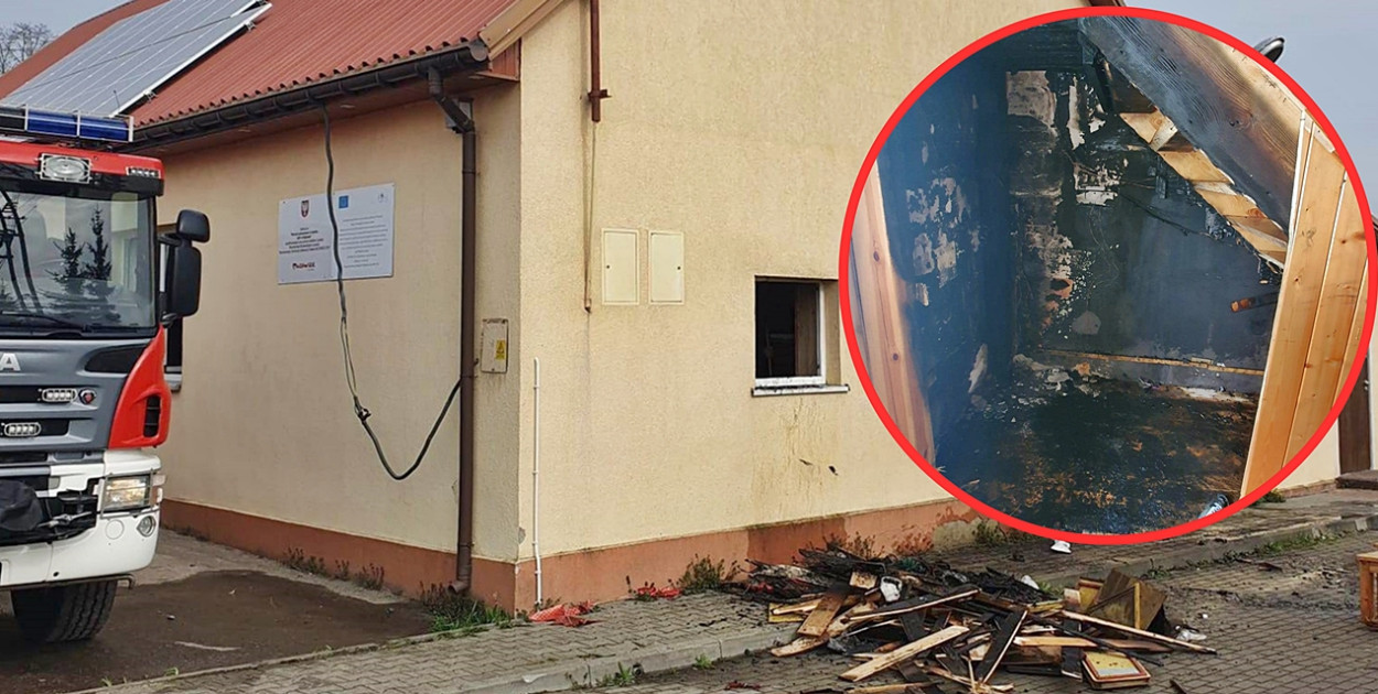 Poranny pożar w budynku strażnicy OSP Krajkowo. Pytanie o przyczynę...