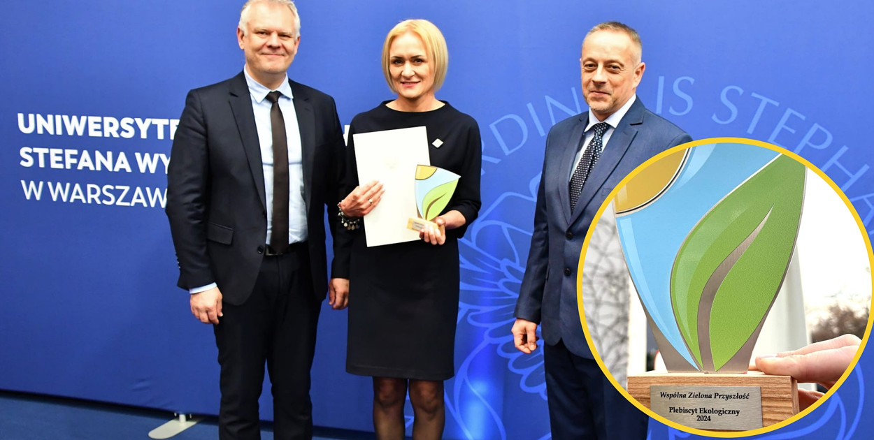 Statuetkę oraz dyplom dla Płońska odebrała zastępca burmistrza Lilianna Kraśniewska [fot. zbiory urzędowe]