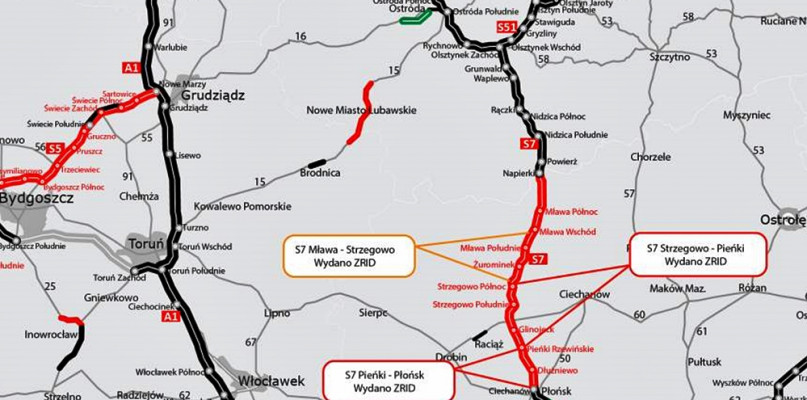 Jest pozwolenie na budowę kolejnego odcinka drogi S7 na północnym Mazowszu