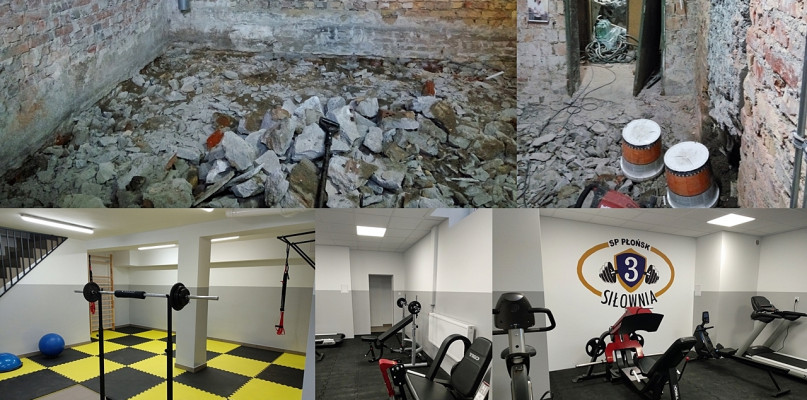 Przed i po... Szkolna siłownia jak się patrzy [Foto: UM w Płońsku] 