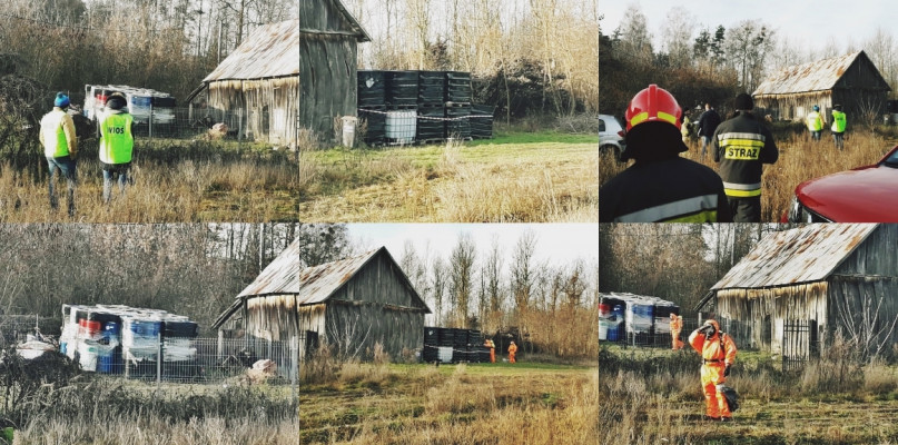 Zdjęcia z działań WIOŚ-u i strażaków we wsi Ludwikowo [Foto: KPP w Płońsku]