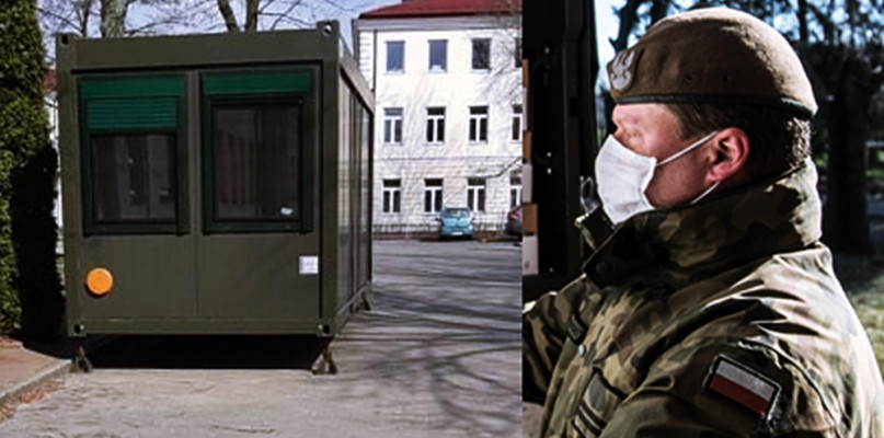Wojskowy kontener mieszkalny stanął na terenie płońskiego szpitala [Foto: SPZ ZOZ w Płońsku/5. Mazowiecka Brygada Obrony Terytorialnej]