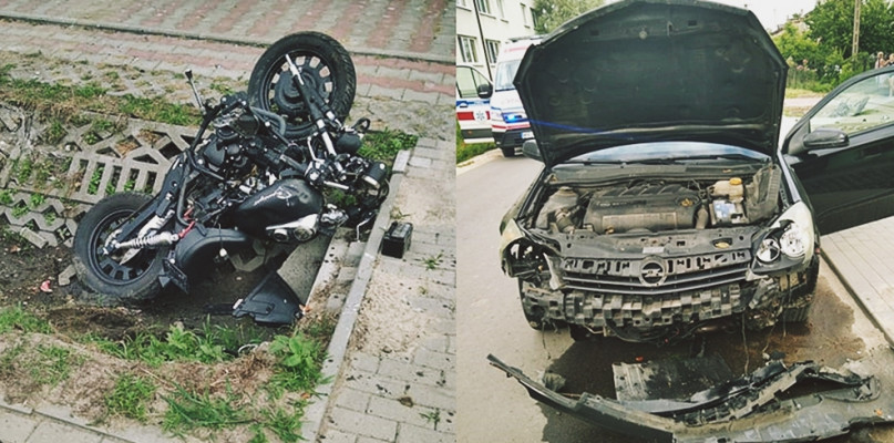 Młody kierowca jednośladu nie przeżył czołowego zderzenia z oplem [Foto: OSP Kroczewo]