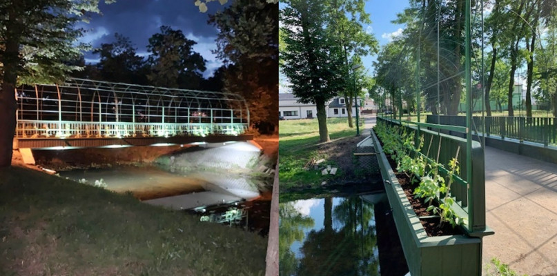 Odnowiony most w nocy i w dzień [Foto: UM Raciąż]