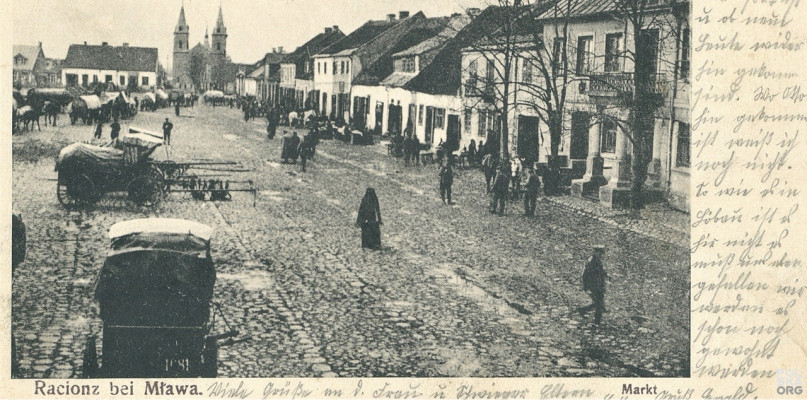 Rynek w Raciążu (obecnie Plac Adama Mickiewicza, lata 1912-1914) [Źródło: polska-org.pl]