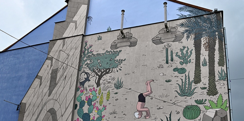 Mural upamiętniający osobę Dawida Ben Guriona na ścianie kamienicy przy Warszawskiej [Fot. zbiory urzędu]