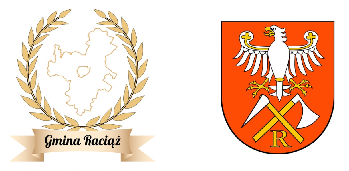 Po lewej nowe gminne logo, a z prawej wzór herbu, o który Gmina Raciąż się stara