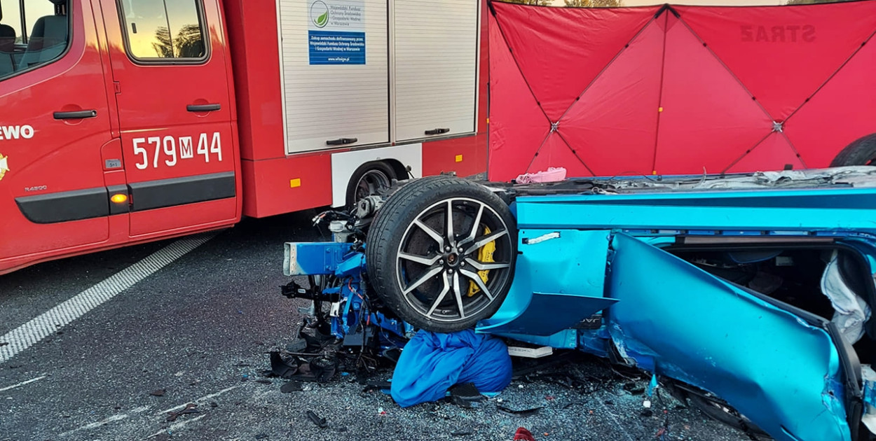 Z miejsca październikowego wypadku na 'siódemce' w Załuskach [fot.: OSP Kroczewo]