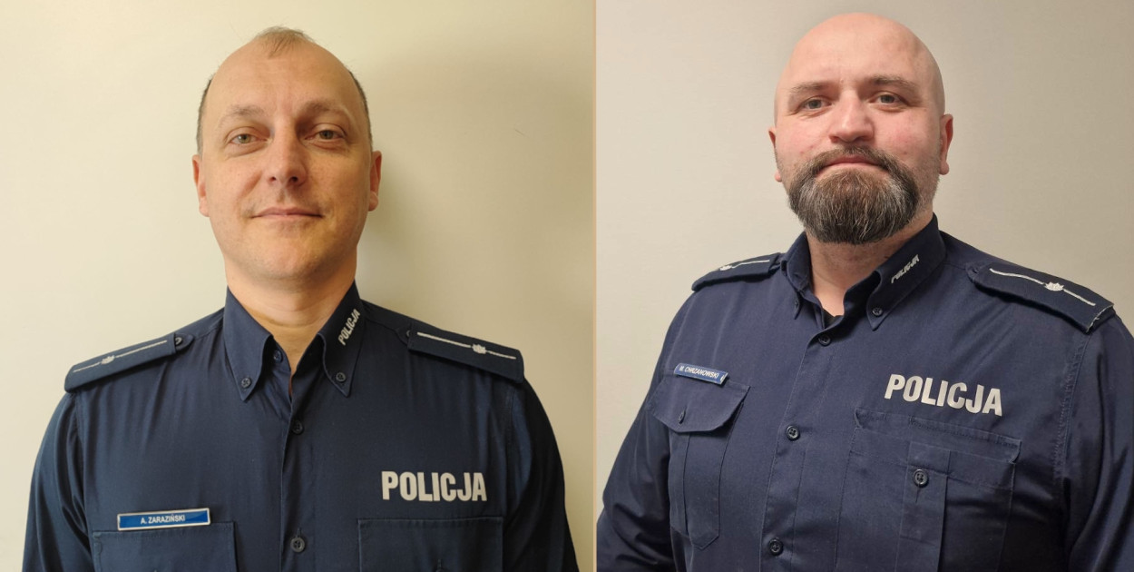 Od lewej: mł. asp. Andrzej Zaraziński i mł. asp. Mariusz Chrzanowski [Fot.: KPP w Płońsku]