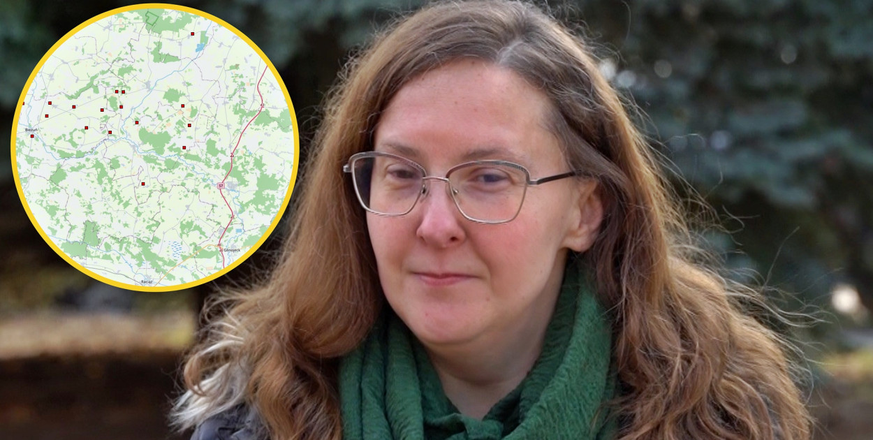 Na zdjęciu Anna Multan, Powiatowy Lekarz Weterynarii w Płońsku. W kółeczku mapka z zaznaczonymi ogniskami ptasiej grypy, wciąż bez obszaru naszego powiatu, choć blisko gminy Raciąż