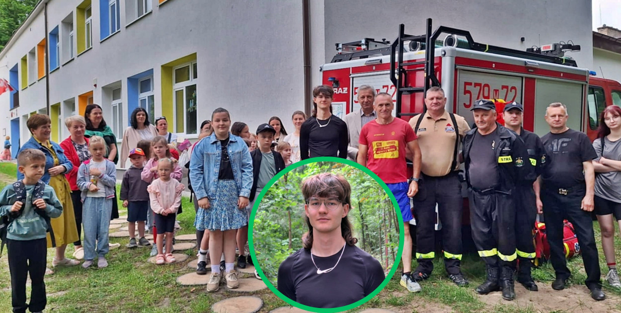 18-letni Piotrek z trzymającymi za niego kciuki kibicami tuż przed startem fot.: Łukasz Wielechowski 
