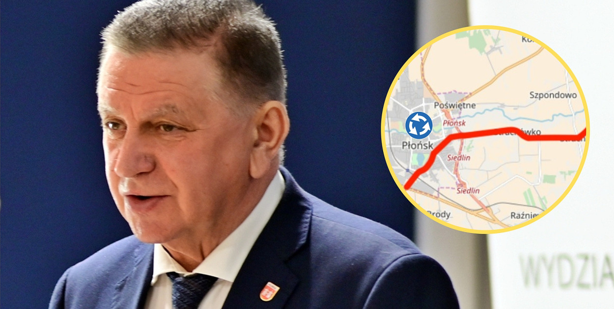 Burmistrz Płońska mówił radnym o planach rozbudowy DK632 na odcinku od Płońska do Nowego Miasta, z naciskiem na sam Płońsk [fot.: redakcja/archiwum/wikipedia/fragment DW632/Canva]