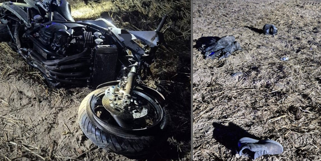 Z miejsca zdarzenia na drodze we wsi Potyry [fot.: KPP Płońsk]