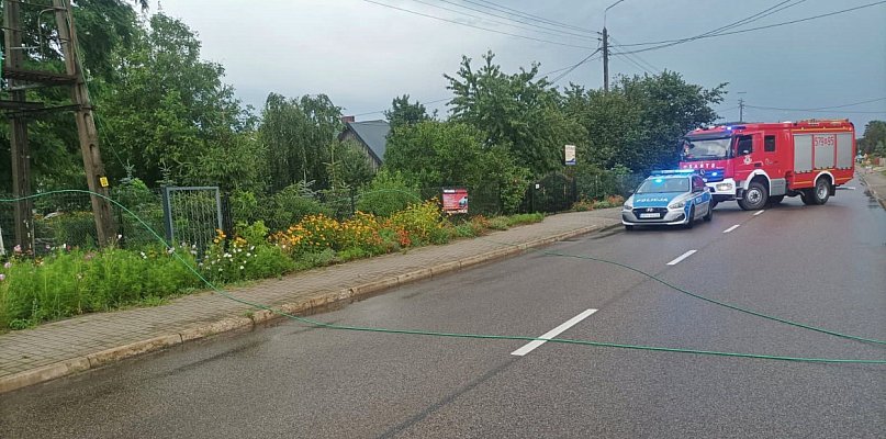 Droga wojewódzka w Karolinowie już przejezdna po zerwaniu linii energetycznej  - 23327