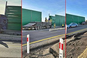 Wypadek ciężarówki przewożącej betonowe płyty na ''siódemce''-24998