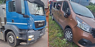 Wypadek w Kucicach. Trzy osoby ranne po zderzeniu busa z mlekowozem
