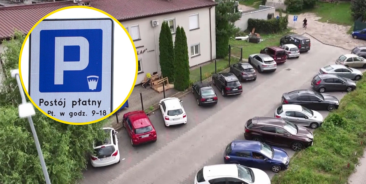 Od nowego roku bilet będzie trzeba kupić m.in. za postój na parkingu przy przychodni 'Eskulap' [fot.: screen z Kuriera Mazowieckiego/zbiory redakcji]