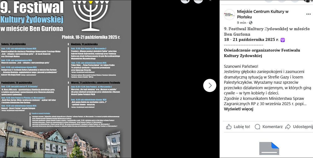 screen z profilu MCK Płońsk